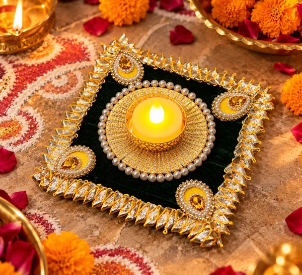 Metal_Festive_Embellished_Diya_Thali