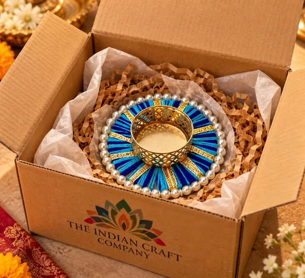 Metal_Festive_Blue_Embellished_Diya_Holder