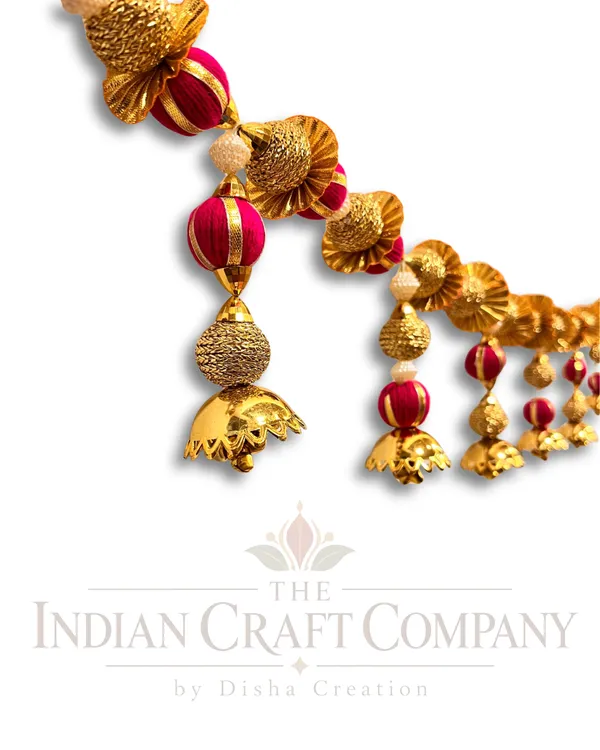 Fabric_Traditional_Red_Gold_Beaded_Door_Toran