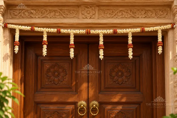 Cream_Traditional_Floral_Beaded_Toran_Door_Hanging