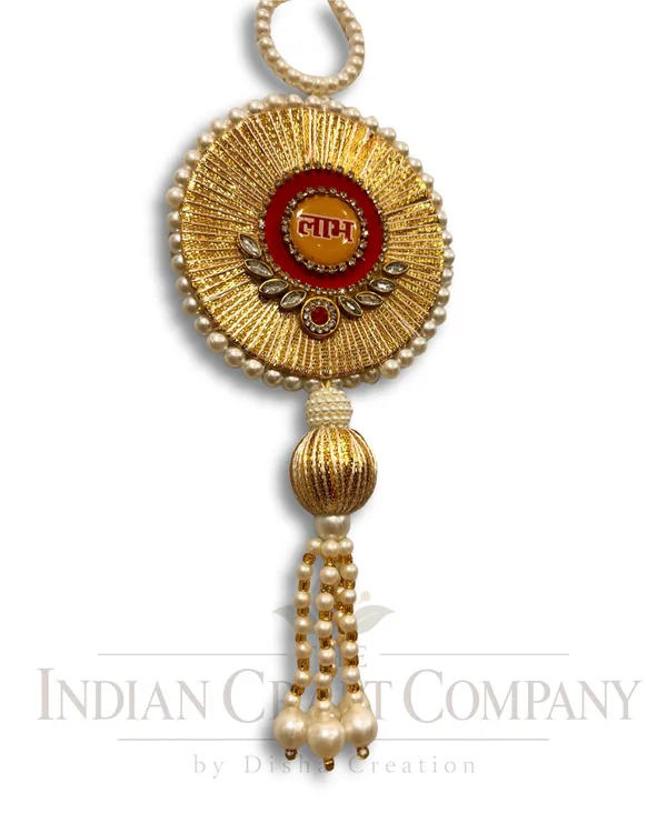 Gold_Tone_Shubh_Labh_Pearl_Door_Hanging_Set