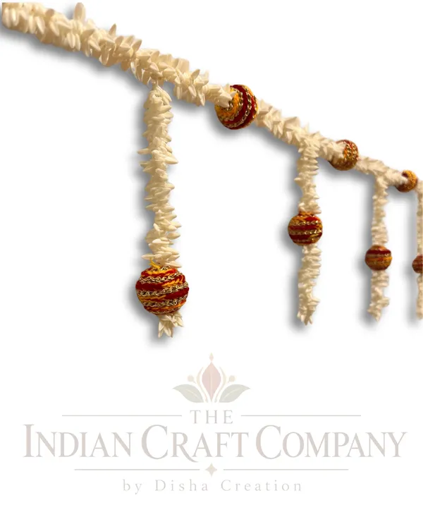 Cream_Traditional_Floral_Beaded_Toran_Door_Hanging