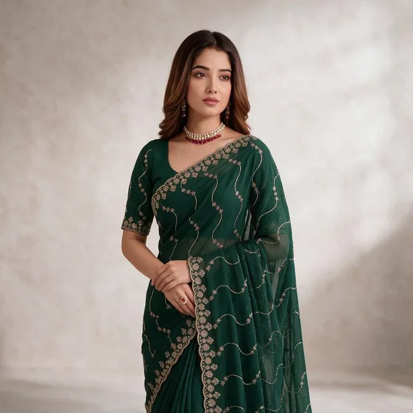 Green_Embroidered_Saree_For_Women