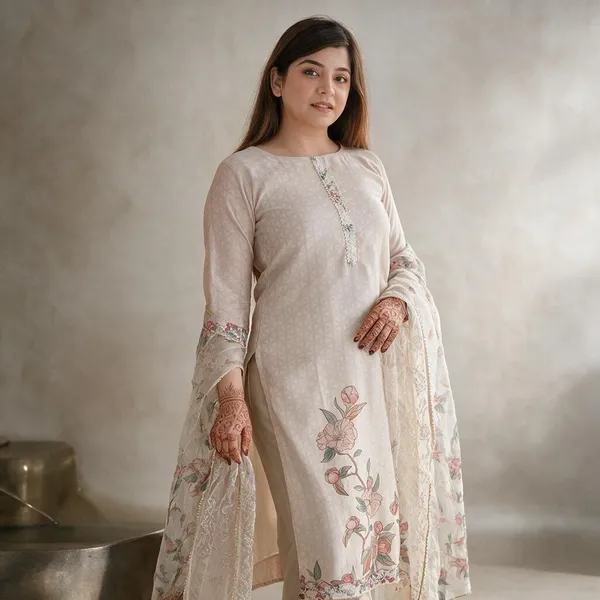 White_Printed_Ethnic_Kurta_Set_For_Women