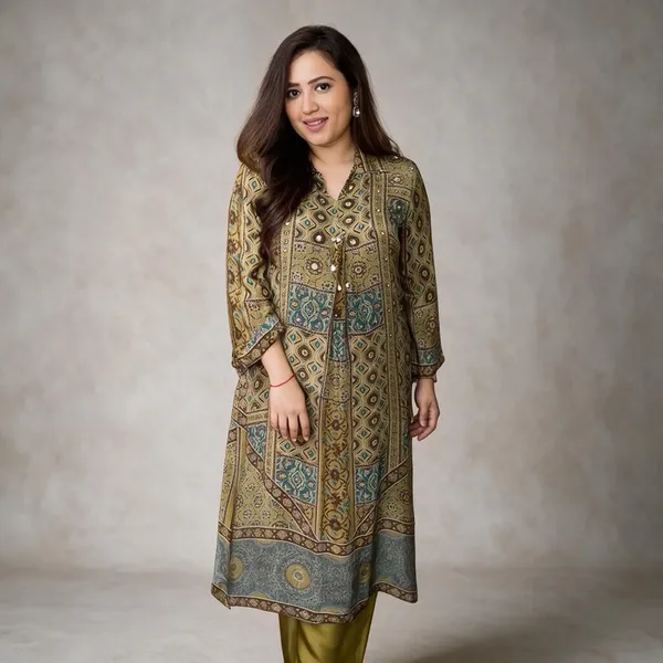 Mustard_Printed_Straight_Kurta_Set_For_Women