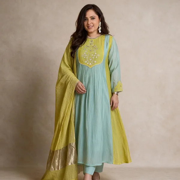 Blue_And_Green_Anarkali_Suit_Set_For_Women
