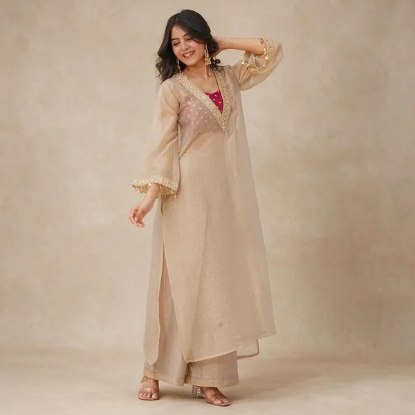 Beige_Organza_Embroidered_Kurta_For_Women