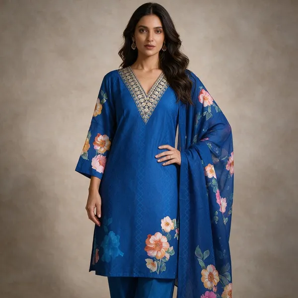 Blue_Printed_Embroidered_Kurta_Set_For_Women