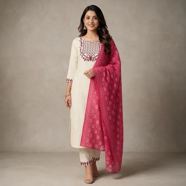 Cream_Printed_Straight_Kurta_Set_With_Dupatta_For_Women