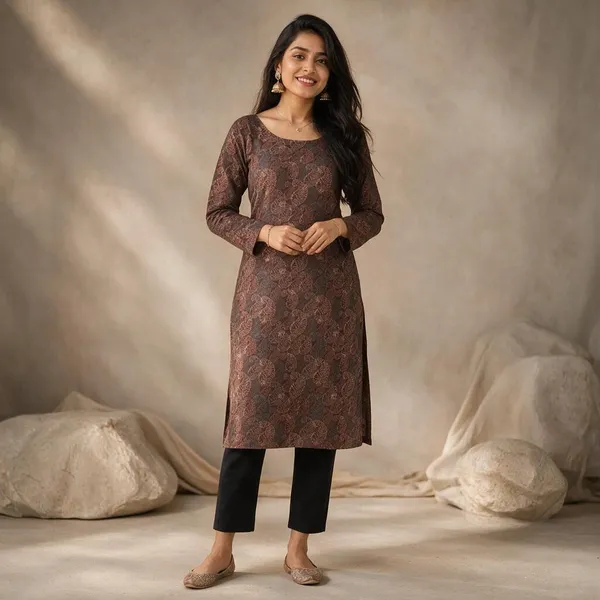 Brown_Printed_Straight_Kurta_For_Women
