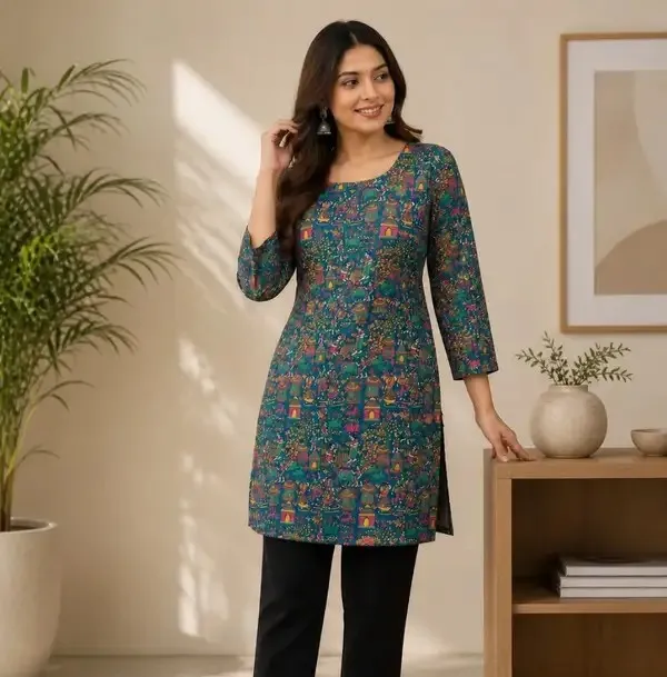 Multicolour_Printed_Flared_Kurta_For_Women