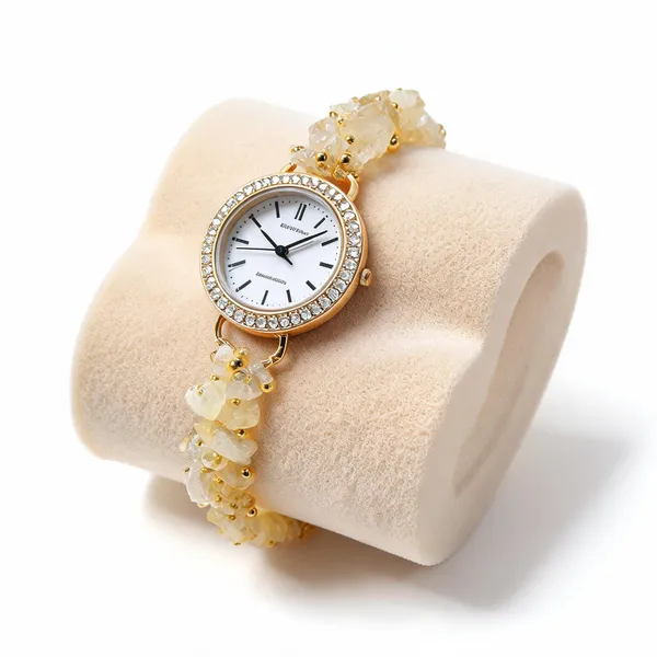 Citrine_Crystal_Gold-Tone_Analog_Bracelet_Wrist_Watch_For_Women