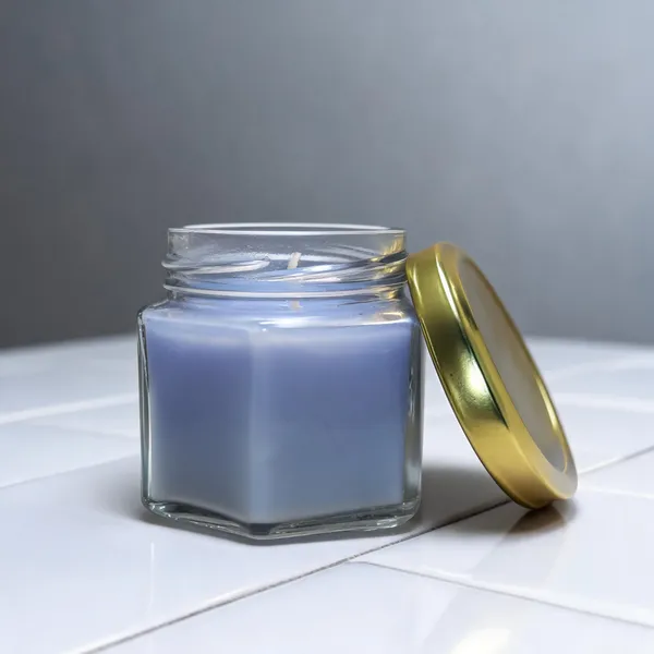 Glass_Blue_Hexagonal_Jar_Wax_Candle