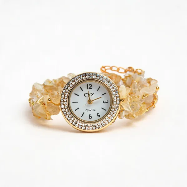 Gold_Metal_Beaded_Pendant_Watch_For_Women