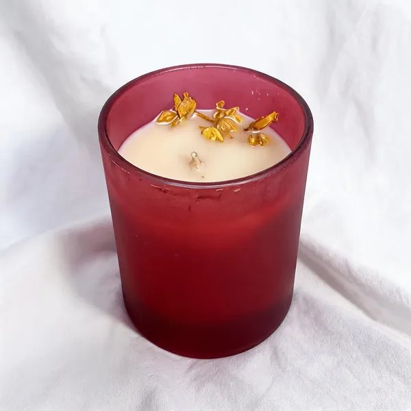 Glass_Red_Golden_Floral_Wax_Decorative_Candle