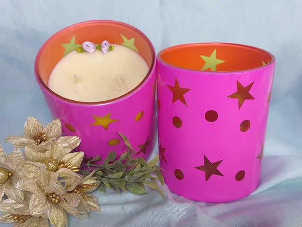 Pink_Metal_Star_Pattern_Candle_Holder_Set