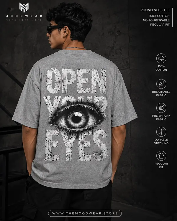 Open_Your_Eyes_Graphic_T_Shirt_Nbsp_Gray_Cotton