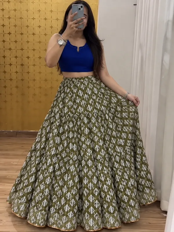 Olive_Green_Printed_Chaniya_Choli_Festive_Collection_Free_Size_Cotton