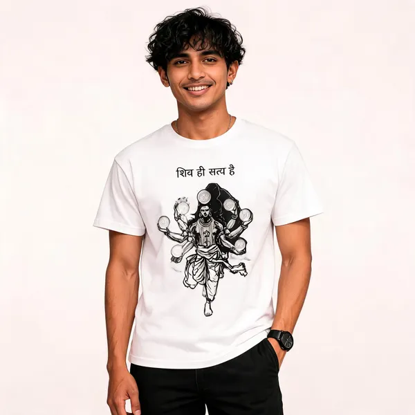 White_Cotton_Nataraja_Graphic_T-Shirt_For_Men