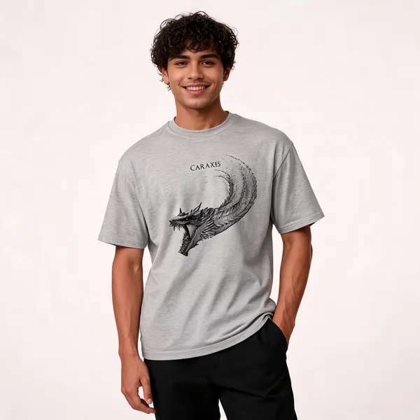 Grey_Cotton_Graphic_Caraxes_Dragon_T-Shirt_For_Men