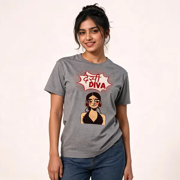 Grey_Cotton_Graphic_Desi_Diva_T-Shirt_For_Women