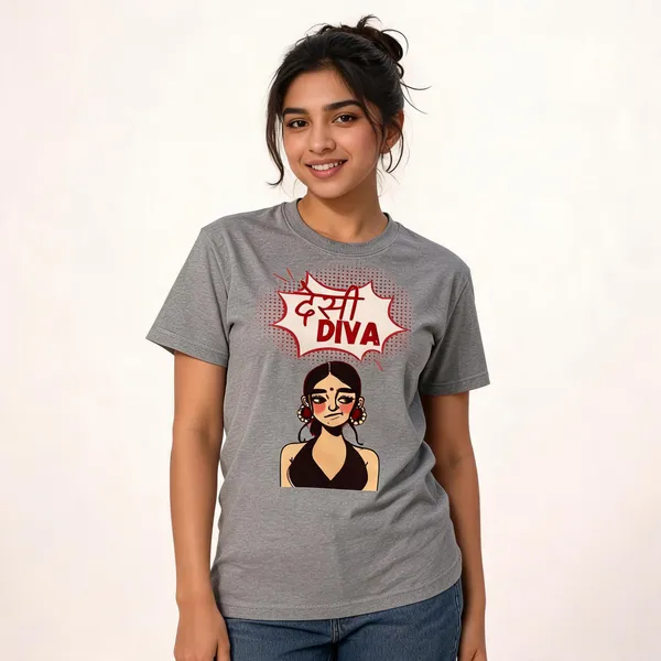 Grey_Cotton_Graphic_Desi_Diva_T-Shirt_For_Women