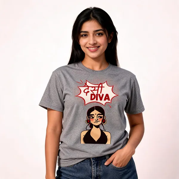 Grey_Cotton_Desi_Diva_Graphic_T-Shirt_For_Women