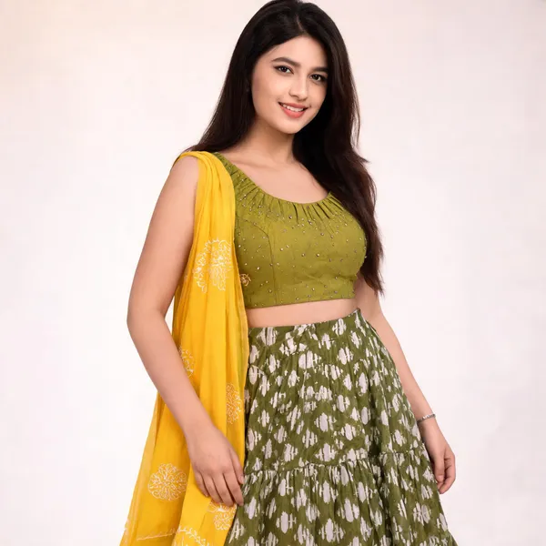 Green_Cotton_Printed_Chaniya_Choli_For_Women