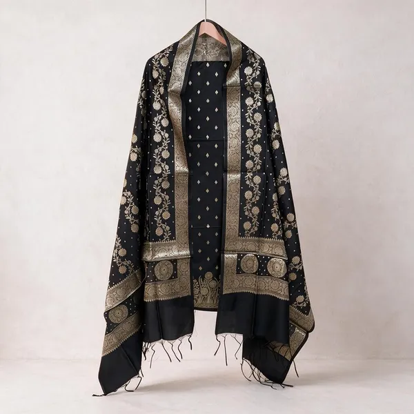 Black_Soft_Silk_Unstitched_Suit_Set_Material_For_Women