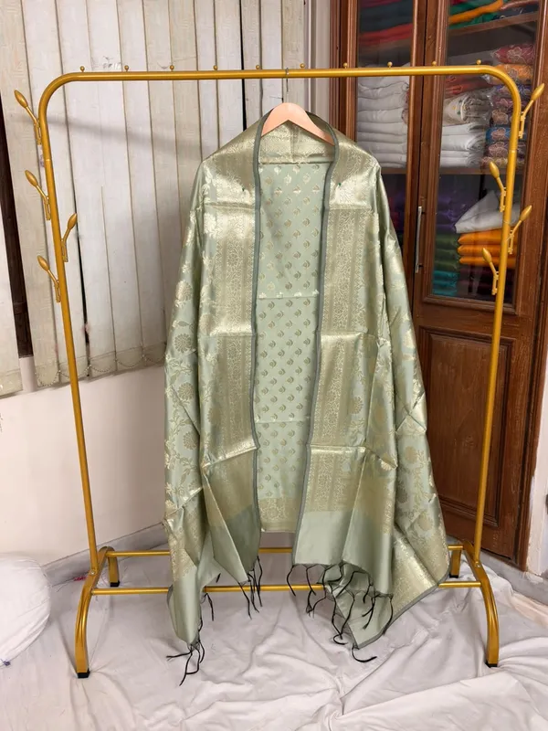 Green_Soft_Silk_Unstitched_Suit_Set_Material_For_Women