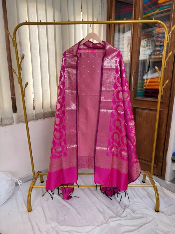 Pink_Soft_Silk_Unstitched_Suit_Set_Material_For_Women