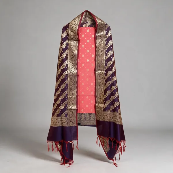 Pink__And__Purple_Soft_Silk_Unstitched_Suit_Set_Material_For_Women