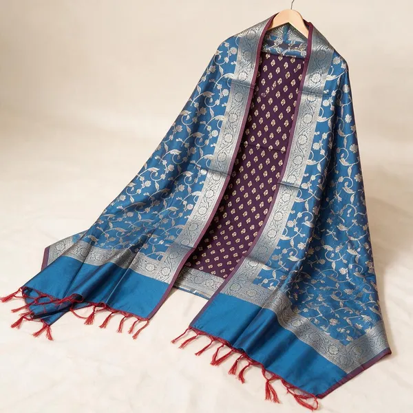 Purple__And__Blue_Soft_Silk_Unstitched_Suit_Set_Material_For_Women