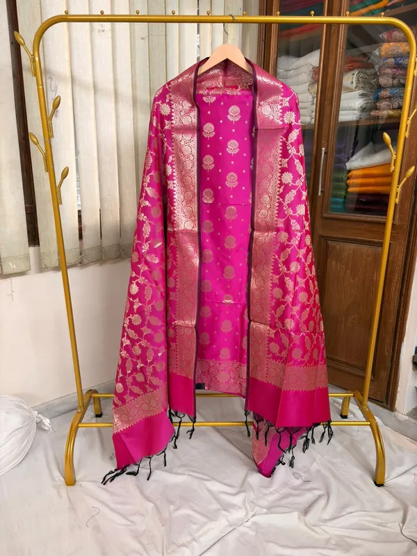 Pink_Soft_Silk_Unstitched_Suit_Set_Material_For_Women
