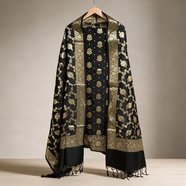 Black_Soft_Silk_Unstitched_Suit_Set_Material_For_Women