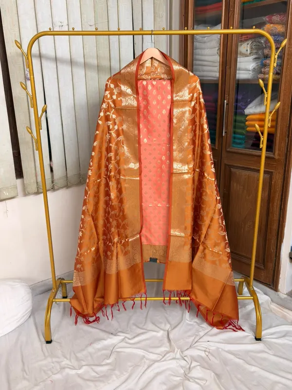 Peach_Soft_Silk_Unstitched_Suit_Set_Material_For_Women