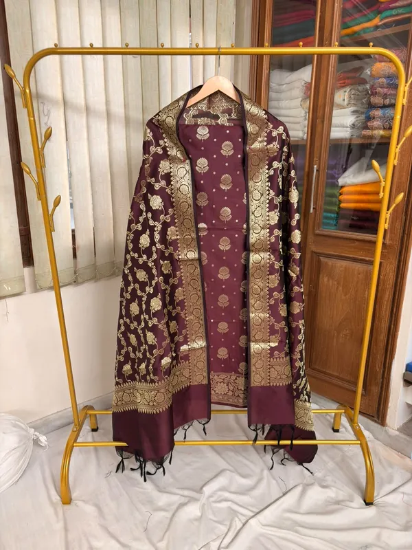 Maroon_Soft_Silk_Unstitched_Suit_Set_Material_For_Women