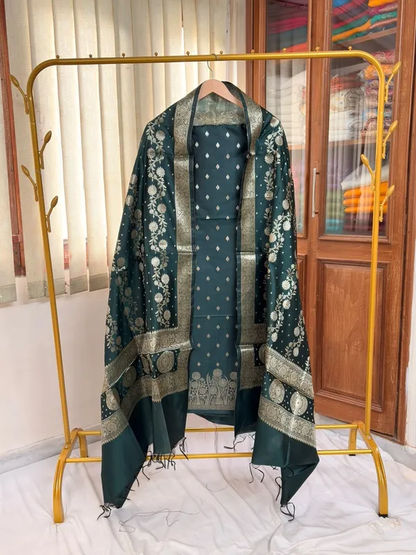 Green_Soft_Silk_Unstitched_Suit_Set_Material_For_Women