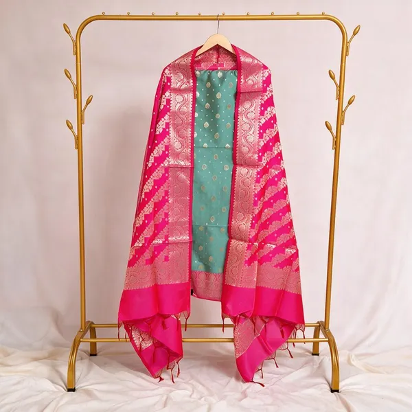 Blue__And__Pink_Soft_Silk_Unstitched_Suit_Set_Material_For_Women