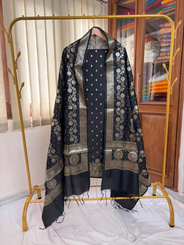 Black_Soft_Silk_Unstitched_Suit_Set_Material_For_Women
