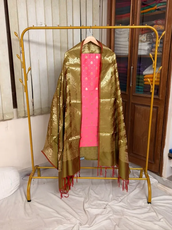 Pink_Soft_Silk_Unstitched_Suit_Set_Material_For_Women