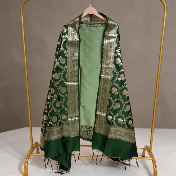 Green_Soft_Silk_Unstitched_Suit_Set_Material_For_Women