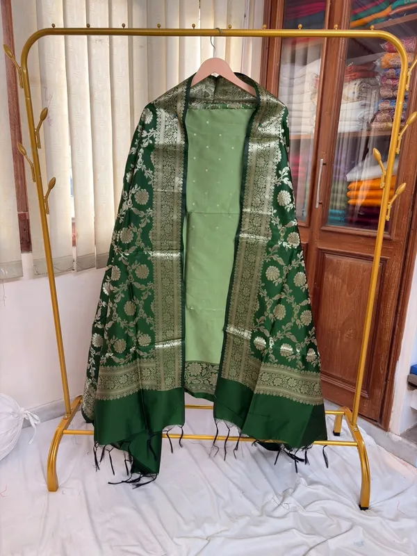 Green_Soft_Silk_Unstitched_Suit_Set_Material_For_Women
