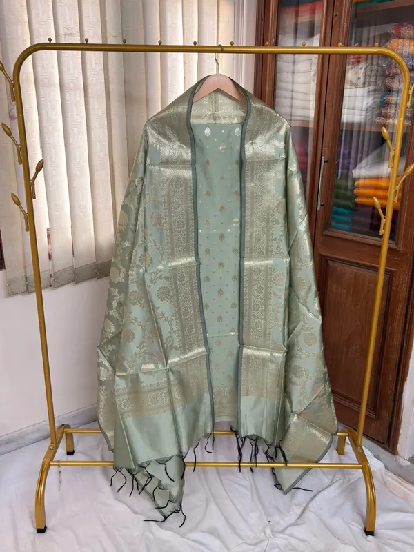 Green_Soft_Silk_Unstitched_Suit_Set_Material_For_Women