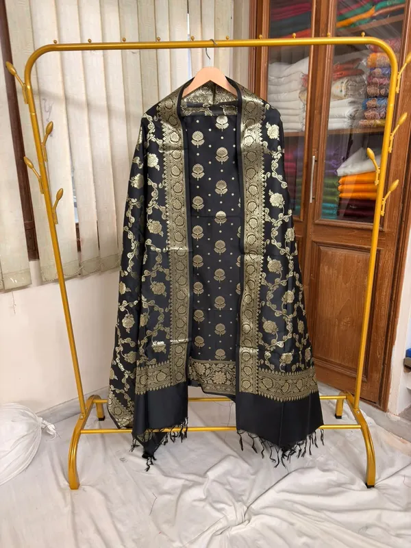 Black_Soft_Silk_Unstitched_Suit_Set_Material_For_Women