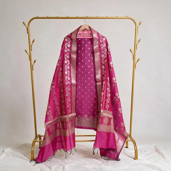 Pink_Soft_Silk_Unstitched_Suit_Set_Material_For_Women