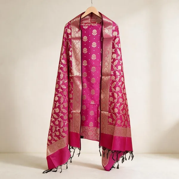 Pink_Soft_Silk_Unstitched_Suit_Set_Material_For_Women