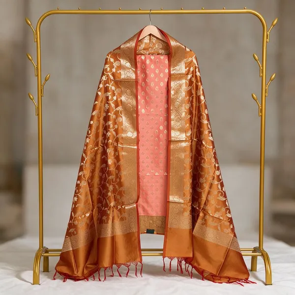 Peach_Soft_Silk_Unstitched_Suit_Set_Material_For_Women