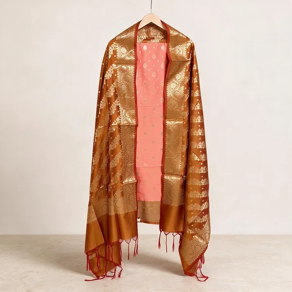 Peach_Soft_Silk_Unstitched_Suit_Set_Material_For_Women