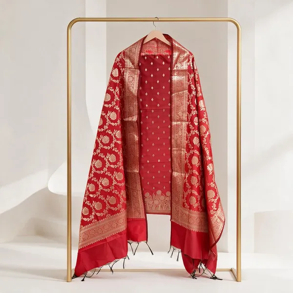 Red_Soft_Silk_Unstitched_Suit_Set_Material_For_Women